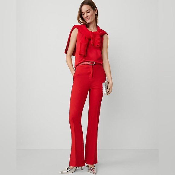 Ann Taylor The Petite Skinny Flare Pant with Vent Hem Iconic Red 00P New - Picture 1 of 8